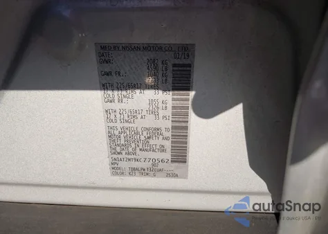 2019 Nissan Rogue S from USA, damaged, VIN 5N1AT2MT9KC770562